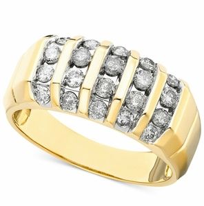 Mens 14K Gold Diamond Ring